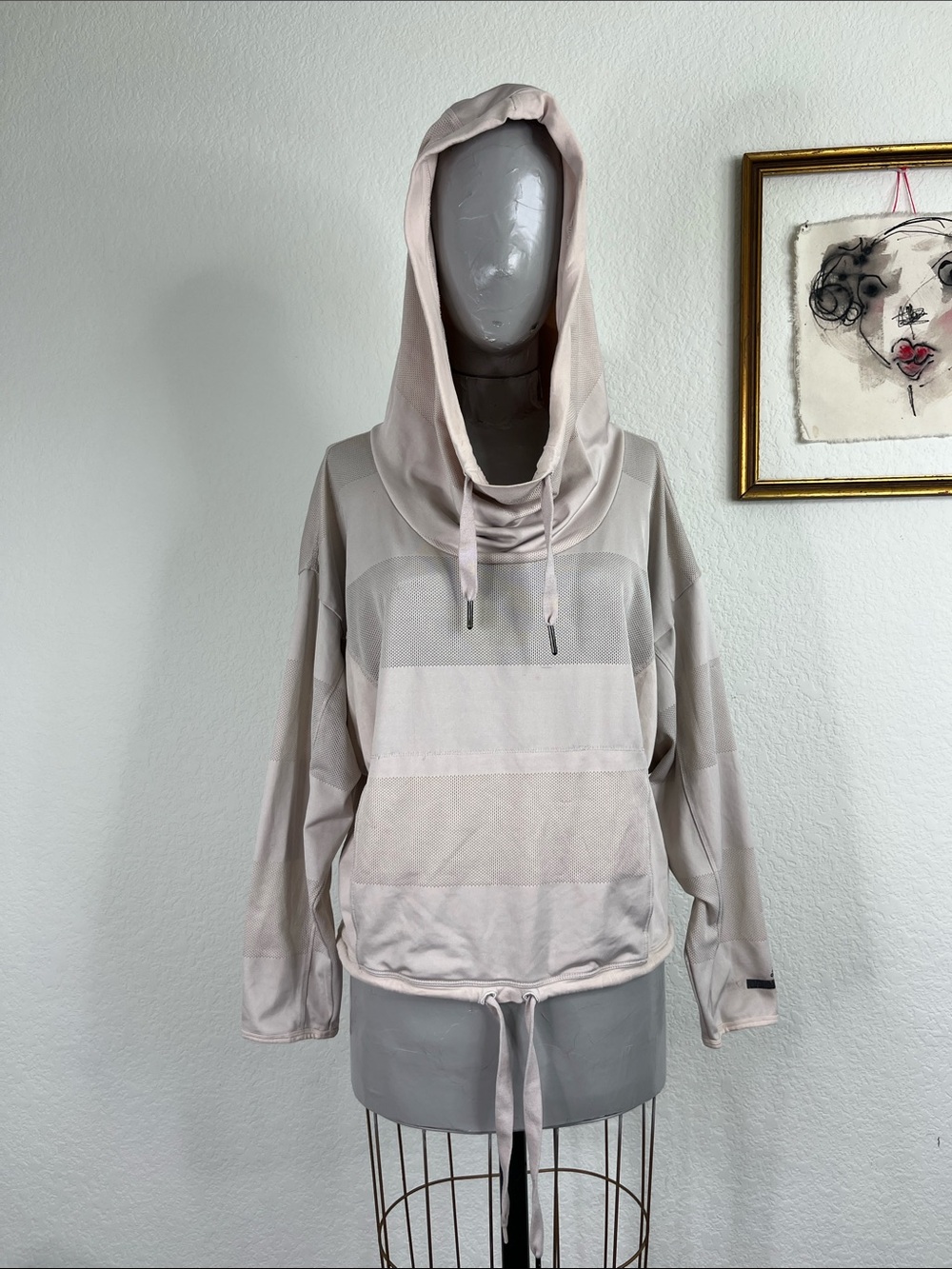 Adidas By Stella Mccartney Hoodie Cowl Neck Mesh Drawstring Cape Collaboration